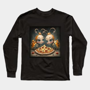 Funny cute ladybugs eating pizza gift ideas Long Sleeve T-Shirt